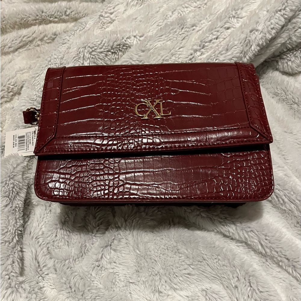 Christian Lacroix NWT- Burgundy Crocodile Embossed Women's Bag